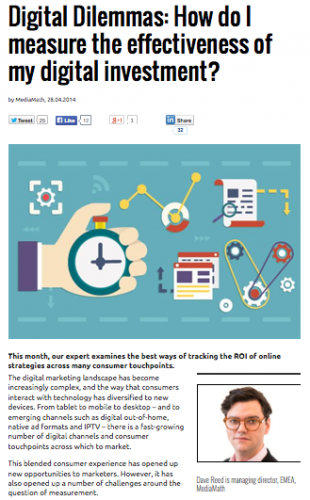 Marketing Week "Digital Dilemmas: How do I measure the effectiveness of my digital investment?"